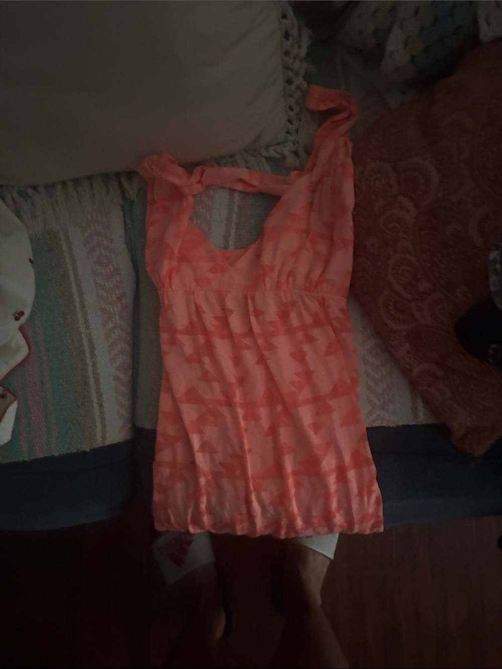 Women’s Coral Pink Tie-Strap Tank Top